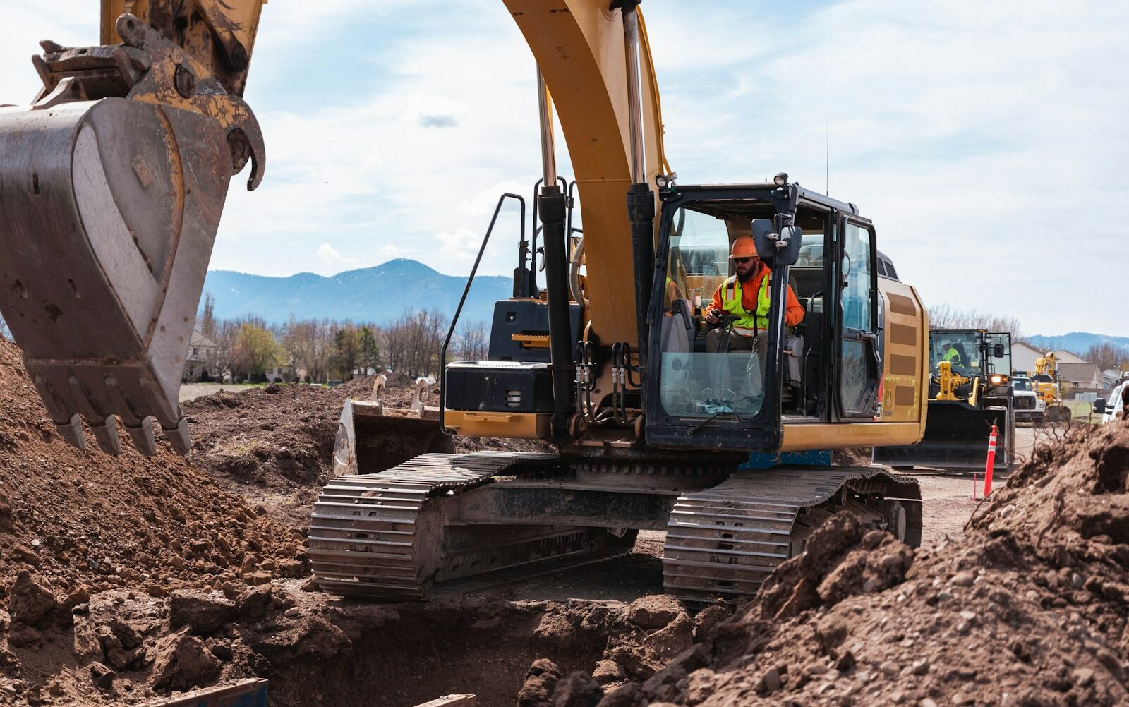 a bulldozer in a dirt field